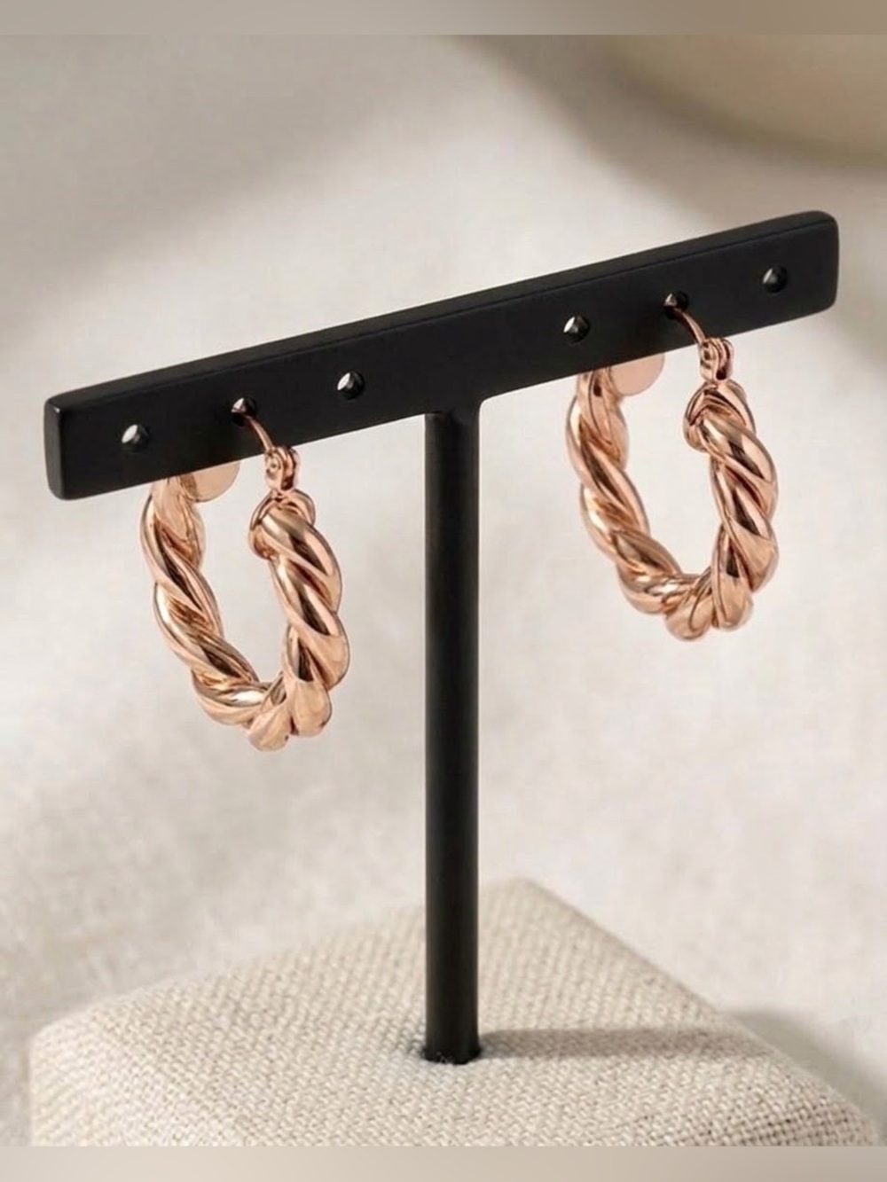 14k-gold-plated Rose Gold women’s 25mm hoop earrings hypoallergenic - CLEARANCE!